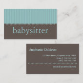 ティール(緑がかった色)ストライプのベビーシッティング名刺 名刺 (正面/裏面)
