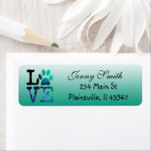 ティール(緑がかった色)ストライプのラブポープリント差出人住所ラベル ラベル (インサイチュ)