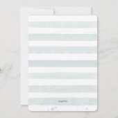 ティール（緑がかった色）ストライプの写真の誕生発表 招待状 (裏面)