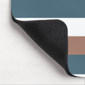 ティール（緑がかった色）ストライプズパターンモチャブラウン白 マウスパッド (コーナー)