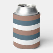ティール（緑がかった色）ストライプズモチャブラウン 缶クーラー (缶正面)