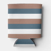 ティール（緑がかった色）ストライプズモチャブラウン 缶クーラー (正面)