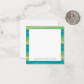 ティール（緑がかった色）ストライプズ水彩カスタム ノートカード (正面/裏面インサイチュ)