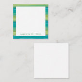 ティール（緑がかった色）ストライプズ水彩カスタム ノートカード (正面/裏面)