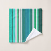 ティール(緑がかった色)ストライプデザインバスタオルセット バスタオルセット (ウォッシュタオル)