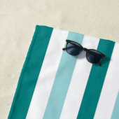 ティール（緑がかった色）ストライプビーチ名前をカスタムする付タオル ビーチタオル (インサイチュ)