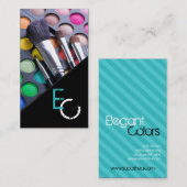 ティール(緑がかった色)ストライプメイクアップアーティストパレット名刺 名刺 (正面/裏面)