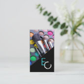 ティール(緑がかった色)ストライプメイクアップアーティストパレット名刺 名刺 (スタンド正面)