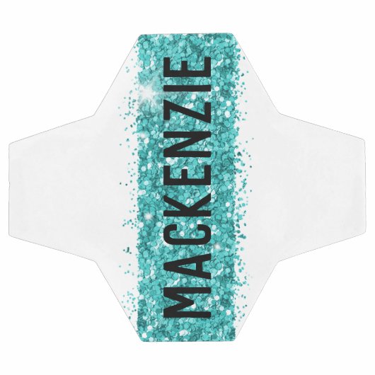 ティール（緑がかった色）ストライプモノグラカスタムムパーソナライズされた名 サッカーボール (フラット)