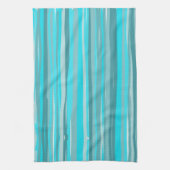 ティール（緑がかった色）ストライプ垂直 キッチンタオル (縦)