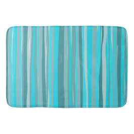 ティール（緑がかった色）ストライプ垂直 バスマット