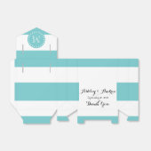 ティール（緑がかった色）ストライプ白いパターン、あなたのモノグラム フェイバーボックス (折り畳みなし)