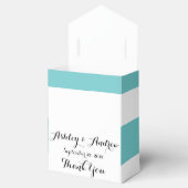 ティール（緑がかった色）ストライプ白いパターン、あなたのモノグラム フェイバーボックス (オープン)