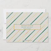ティール(緑がかった色)ストライプ金ゴールドモダン写真エレガント卒業 招待状 (裏面)