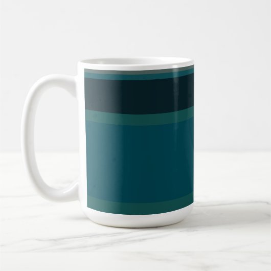 ティール(緑がかった色)ストライプ コーヒーマグカップ (左)