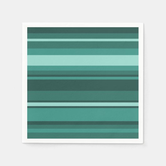 ティール（緑がかった色）ストライプ スタンダードカクテルナプキン (正面)