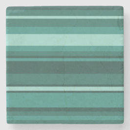 ティール（緑がかった色）ストライプ ストーンコースター