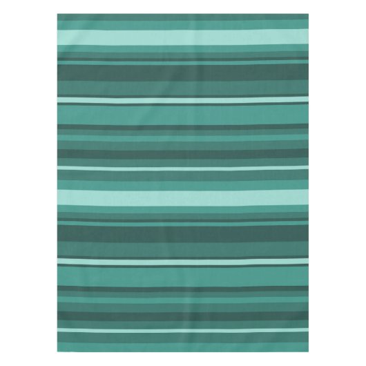 ティール（緑がかった色）ストライプ テーブルクロス (正面)