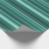 ティール（緑がかった色）ストライプ ラッピングペーパー (角)