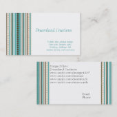 ティール(緑がかった色)ストライプ・金ゴールド名刺テンプレート 名刺 (正面/裏面)
