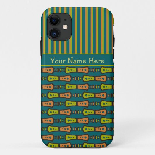 ティール(緑がかった色)ストライプiPhone 5ケース上のと部族パターン Case-Mate iPhoneケース (裏面)