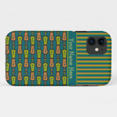 ティール(緑がかった色)ストライプiPhone 5ケース上のと部族パターン Case-Mate iPhoneケース (裏面(横))