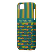 ティール（緑がかった色）ストライプiPhone 5ケース上のと部族パターン Case-Mate iPhoneケース (裏面左)