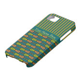 ティール（緑がかった色）ストライプiPhone 5ケース上のと部族パターン Case-Mate iPhoneケース (下部)