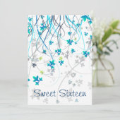 ティール(緑がかった色)ストリーマーSweet sixteenパーティー 招待状 (スタンド正面)