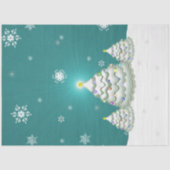 ティール(緑がかった色)スノーウィークリスマスツリーティッシュペーパー 薄葉紙 (正面)