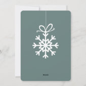 ティール（緑がかった色）スノーフレークオーナメントフォトコラージュ シーズンカード (裏面)