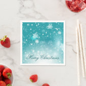 ティール（緑がかった色）スノーフレークスクリスマスホリデー | ナプキン スタンダードカクテルナプキン (インサイチュ)