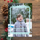 ティール(緑がかった色)スノーフレークフレームホリデーフォト シーズンカード