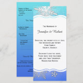 ティール（緑がかった色）スノーフレークブラケットウィンターウェディングプログラム プログラム (正面/裏面)