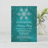 ティール(緑がかった色)スノーフレークホリデーパーティ招待状 招待状 (スタンド正面)