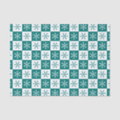 ティール(緑がかった色)スノーフレーク市松模様にパターンクリスマスホリデー 薄葉紙 (正面)