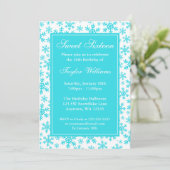 ティール(緑がかった色)スノーフレー縁どクウィンターワンダーランドスイート16 招待状 (スタンド正面)