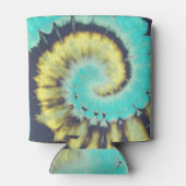 ティール(緑がかった色)スパイラル:グランジ Hippieテクスチャ。 缶クーラー (裏面)