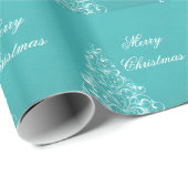 ティール（緑がかった色）スパークリホリデーツリーラッピング紙 ラッピングペーパー (ロールコーナー)