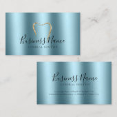 ティール（緑がかった色）スパークリー金ゴールド歯科カスタム医 名刺 (正面/裏面)