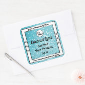 ティール（緑がかった色）スパークルグリッター製品の包装ラベルロゴ スクエアシール (封筒)