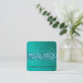 ティール(緑がかった色)スパークルズ美しいスクエアビジネスカード スクエア名刺 (スタンド正面)