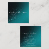 ティール(緑がかった色)スパークルズ美しい スクエア名刺 (正面/裏面)