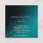 ティール(緑がかった色)スパークルズ美しい スクエア名刺 (裏面)