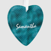 ティール（緑がかった色）スパークルマーメイドパーソナライズされた オーナメント (正面)