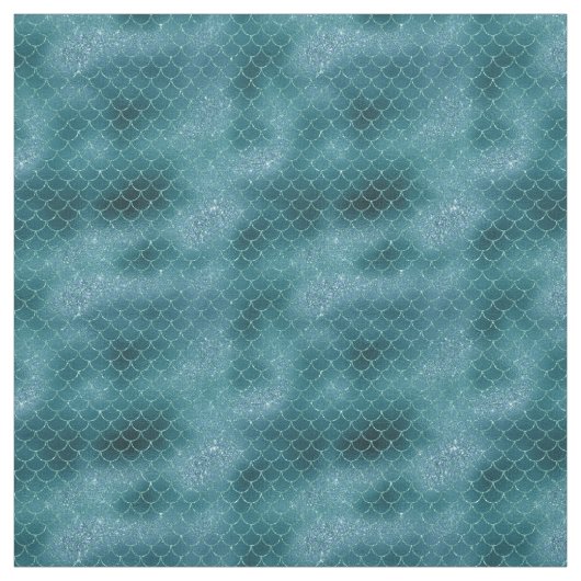 ティール（緑がかった色）スパークルマーメイド ファブリック (見本)