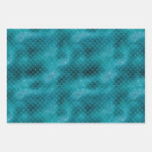 ティール（緑がかった色）スパークルマーメイド ラッピングペーパーシート (正面3)