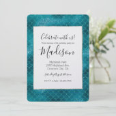 ティール(緑がかった色)スパークルマーメイド 招待状 (スタンド正面)