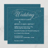 ティール（緑がかった色）スパークルモダン結婚式招待状 招待状 (正面/裏面)
