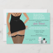 ティール(緑がかった色)スパークルランジェリーブライダルシャワー 招待状 (正面)